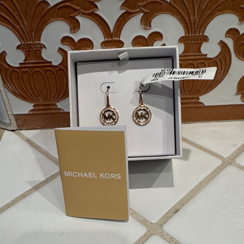 Michael Kors Gold-Tone Logo Earrings